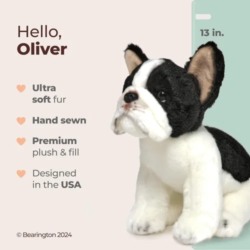 Miniatura 2 de Bearington Collection Oliver The French Bulldog Peluche, Animal de Peluche Bulldog Francés de 13 Pulgadas