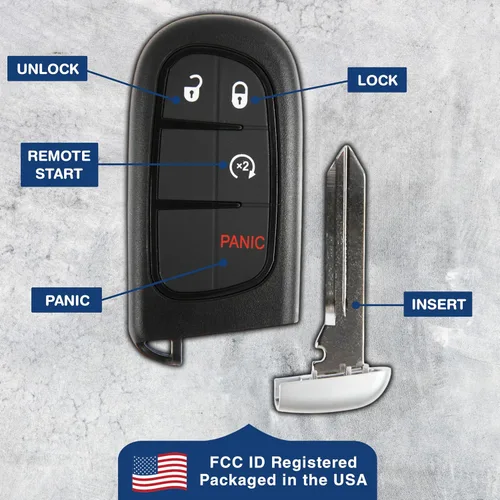 Miniatura 6 de KeylessOption Llavero de repuesto para Dodge Ram 1500 2500 3500 sin llave, 4 botones GQ4-54T