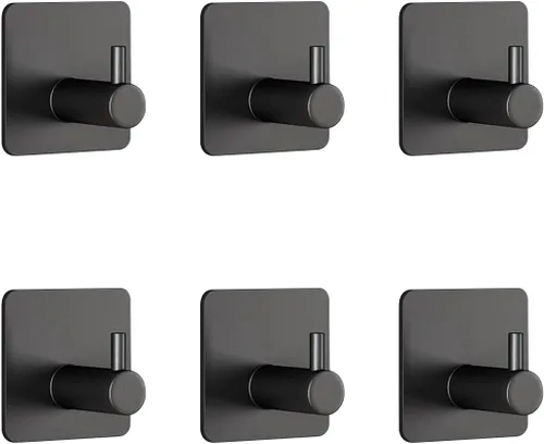 Miniatura 6 de Miliocry Paquete de 6 ganchos para toallas de baño, ganchos adhesivos, gancho de pared resistente, resistente al agua, de acero inoxidable