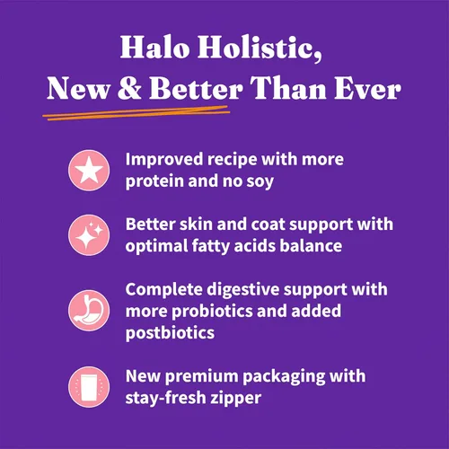 Miniatura 10 de Halo Holistic - Comida para perros de raza pequeña, receta de salmón capturado en la naturaleza y pescado blanco, sin granos, alimento seco