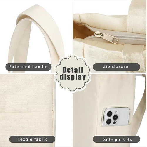 Miniatura 5 de Afashor Bolso de mano de lona vintage para mujer, bolso de gran capacidad