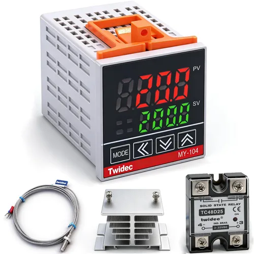 Miniatura 7 de Twidec /MV100-B10 Pantalla digital PID Controladores de temperatura Regulador de termostato AC 85V - 265V MY-104+ K Sensor termopar + disipador