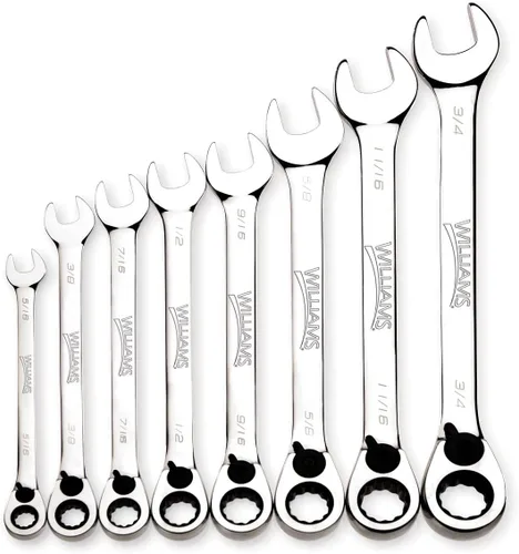 Williams WS-1168RC Juego de llaves combinadas reversibles de trinquete de 8 piezas