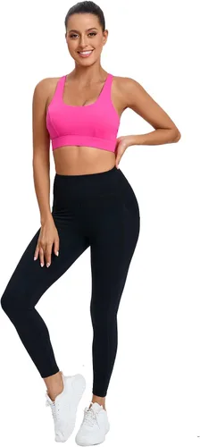 Miniatura 17 de Brasieres deportivos para mujer, con relleno, tipo camiseta sin mangas, sexis, con espalda cruzada, de alto impacto, largos, ideales para practicar