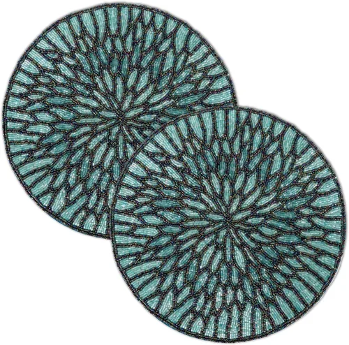 Miniatura 37 de Manteles individuales de 13 pulgadas con cuentas redondas para mesa de comedor - Manteles decorativos con cuentas de vidrio y respaldo de algodón