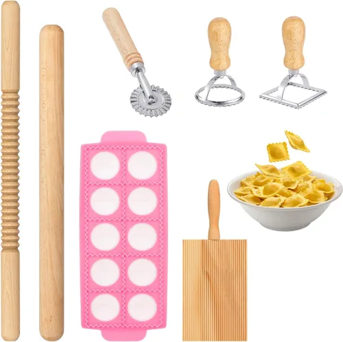 Miniatura 7 de Juego de 12 herramientas para hacer pasta, juego de moldes para ravioles, máquina de ravioles con rueda de rodillo, juego de cortador de ravioles