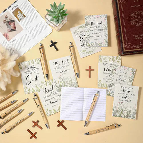 Miniatura 4 de Ctosree 60 unidades de regalo cristiano a granel para mujeres, cuaderno de versículos de la Biblia, diario de oración, bolígrafo inspirador, bloc
