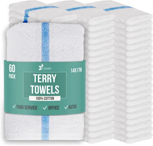 Miniatura 10 de GREEN LIFESTYLE Paquete de 150 toallas azules de 12 x 14 pulgadas, 100% algodón, superabsorbentes y duraderas para el automóvil, trapos reutilizables