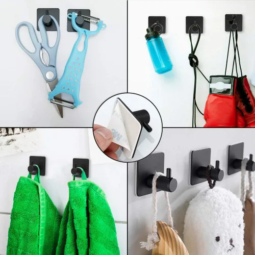 Miniatura 7 de ShineMe Ganchos adhesivos, ganchos de pared de acero inoxidable 304 resistentes para colgar abrigos, ganchos para toallas y llaves, para baños