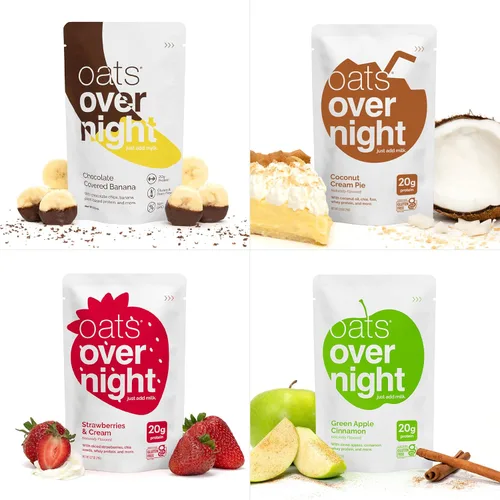 Miniatura 8 de Oats Overnight Paquete de Variedad de Frutas – Batido de proteína de desayuno alto en proteínas, alto en fibra, sin gluten, sin OGM, avena proteica