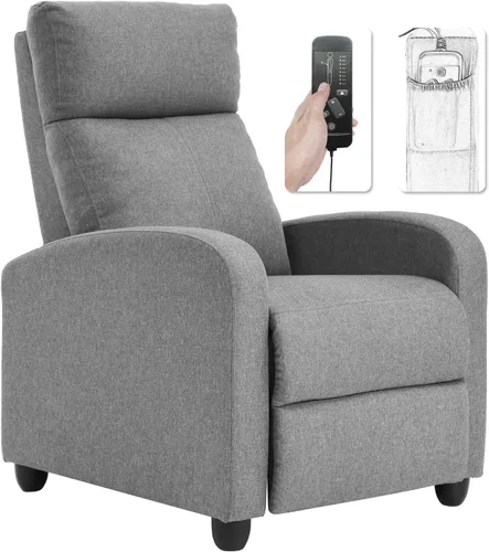 Miniatura 19 de BestMassage - Sillón reclinable sin función de masaje, con soporte lumbar, reclinación de empuje ajustable, reposabrazos anchos, reposapiés y Negro