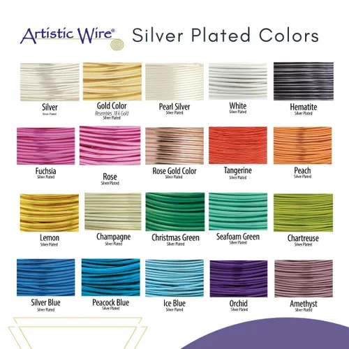 Miniatura 4 de Artistic Wire Alambre de Cobre Coloreado Plateado en Plata Resistente al Deslustre para Manualidades y Envolver Joyería, Resistente al Deslustre