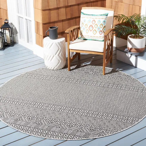 Miniatura 38 de SAFAVIEH Alfombra lavable al aire libre, colección Courtyard - 2'3" x 5', gris y negro, no desprende pelusa y fácil limpieza, ideal para patio