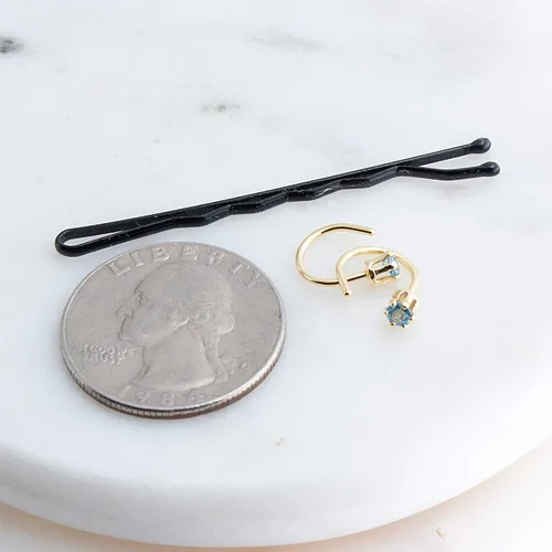 Miniatura 50 de Half Huggie Birthstone Gold Hoop Earrings for Women Tiny Cartilage Stud Piercing Earring Hypoallergenic Earring Screw Back Dainty Hug