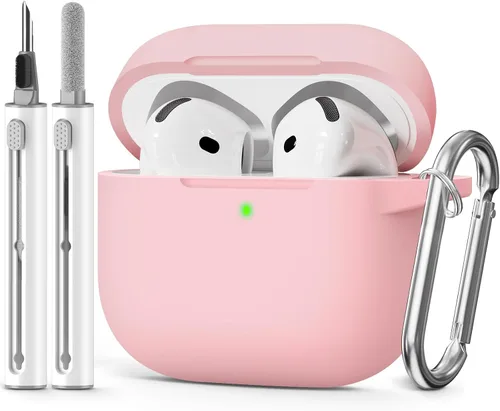 Miniatura 31 de Funda para AirPods 4 2024, viene con kit de limpieza, funda protectora de silicona suave para fundas Apple AirPods de 4ª generación con llavero