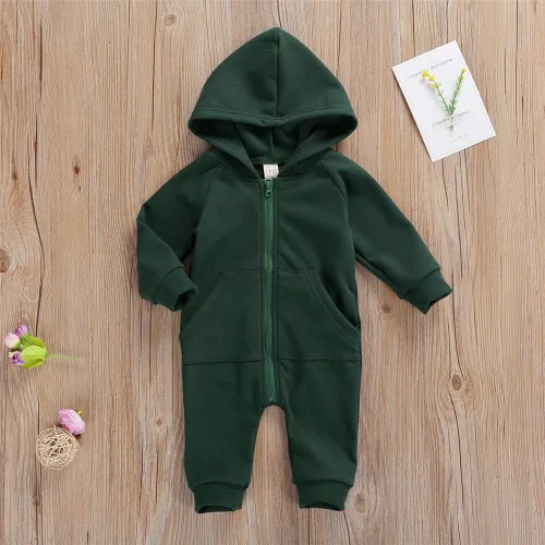 Miniatura 21 de FYBITBO Mameluco con capucha y cremallera para bebés, niños y niñas, mameluco de manga larga para otoño e invierno, ropa cálida