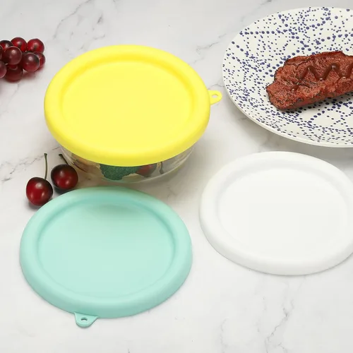 Miniatura 5 de uxcell 2 tapas de silicona para tazones de vidrio, máquina de helados, refrigerador, lavavajillas y microondas, color azul claro