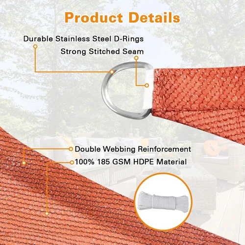 Miniatura 3 de Artpuch Toldo rectangular de 10 x 20 pies, borde curvo, grado comercial de polietileno de alta densidad de 6.53 oz/m², permeable a los rayos UV