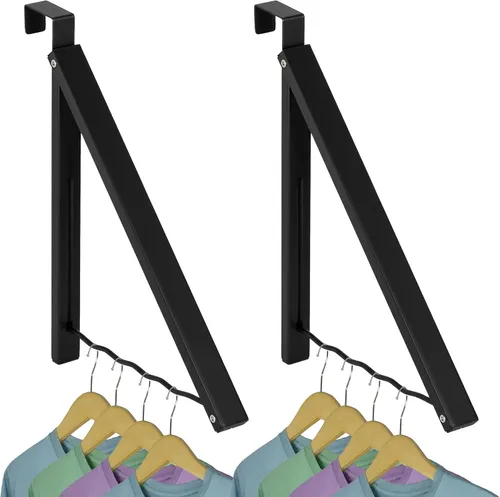 Miniatura 10 de HOLDN' STORAGE Colgador sobre la puerta - Organizador de rack plegable individual para colgar ropa, abrigos y toallas, ideal para dormitorios