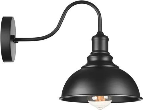 YeLEEiNO Lámparas de pared, aplique de pared negro, iluminación de granero, lámpara de pared industrial vintage de granja E26, lámpara de pared LED