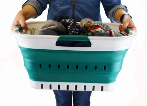 Miniatura 6 de SAMMART Juego de 2-30L (8 galones) cesta plegable de plástico para la ropa sucia – Contenedor/organizador plegable – Tina de lavado portátil
