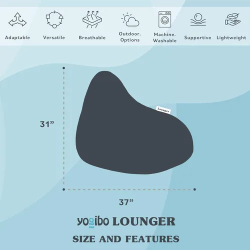 Miniatura 3 de Yogibo Sillón Puff Pequeño para Adultos, Niños y Adolescentes, Suave, de Felpa, Cómodo, Sensorial, Puff para Juegos, Funda Lavable, Azul