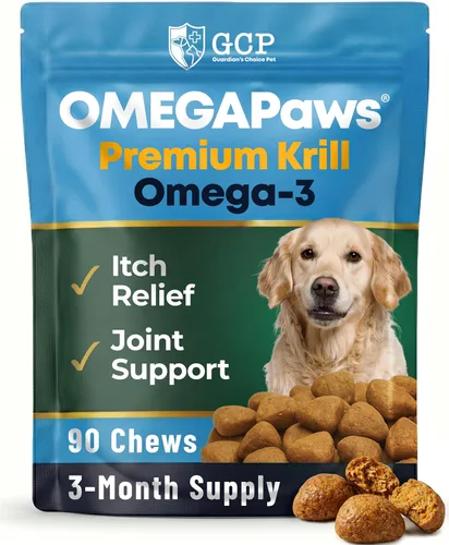 Guardian's Choice Omega 3 para perros, aceite de pescado y aceite de krill, 90 unidades | Ayuda a tu perro a verse y sentirse lo mejor posible.