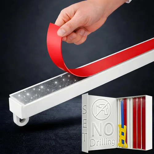 Miniatura 11 de Cortina de techo autoadhesiva, riel de techo para cortinas, barra de cortina de montaje en techo, para techo liso o pared, sin tornillos, barra