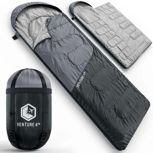 VENTURE 4TH Saco de dormir para mochileros – XXL, tamaños dobles e individuales – Saco de dormir ligero para clima cálido y frío para adultos, niños