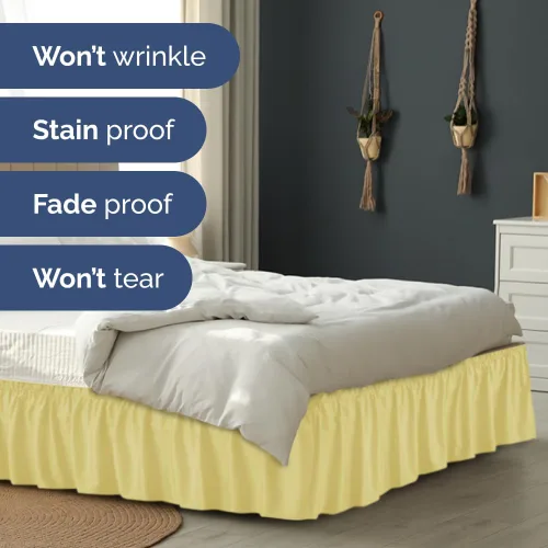 Miniatura 5 de Falda de cama envolvente con volantes, color amarillo, para camas de tamaño King con altura de 46 cm CGK Linens - Falda de cama plisada con tela 29