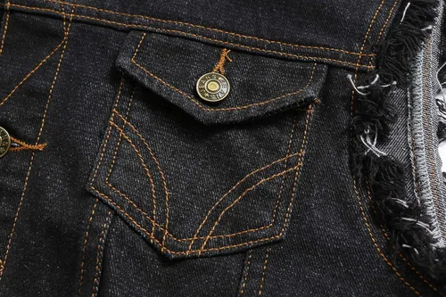 Miniatura 3 de NASKY Chaleco de mezclilla retro rasgado, sin mangas, chaleco y chaqueta de mezclilla