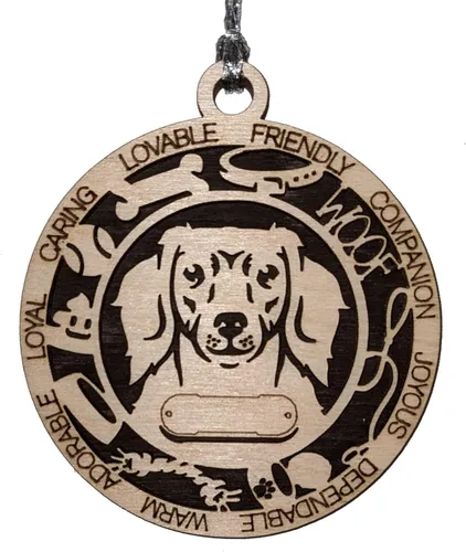 Miniatura 117 de Adorno de Navidad personalizado de madera para perro de 3 pulgadas, nombre y texto personalizables, hecho a mano en Estados Unidos, diseño de corte
