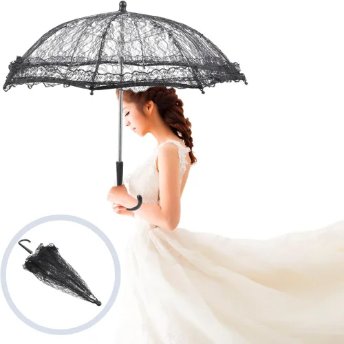 Miniatura 2 de GANAZONO Paraguas de encaje Paraguas Vintage Bordado Parasol Romántico Señora Blanco