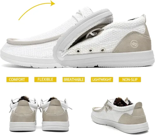 Miniatura 3 de ZF ZEFUHER Zapatos casuales para hombre, con soporte de arco ortopédico, zapatos náuticos ligeros y cómodos con cordones, mocasines de ancho ancho