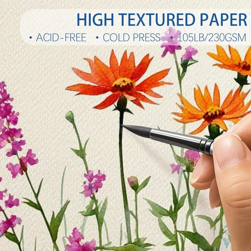 Miniatura 4 de Threvortax 100 piezas de papel de acuarela de 8.5 x 11 pulgadas, 105 libras/230 GSM, papel de color de agua de prensa en frío para estudiantes y 100