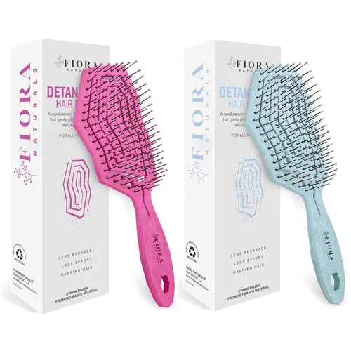 Fiora Naturals Cepillo desenredante para el cabello, cepillo desenredante 100% ecológico con cerdas ultrasuaves, se desliza a través de los enredos