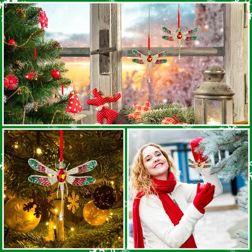 Miniatura 5 de WhatSign Adornos de Navidad de libélula 2025 – Adornos colgantes de metal para decoración de árbol de Navidad, regalos para niños, mujeres y niñas