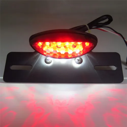 Miniatura 4 de Cateye - Luz trasera para placa de matrícula de aleación grande Cafe Racer Bobber motocicleta