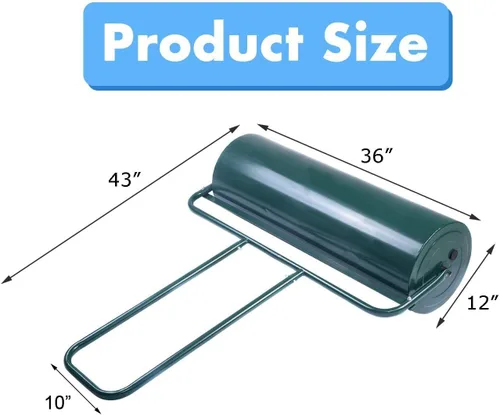 Miniatura 7 de Goplus - Rodillo para césped, de acero, con relleno de agua o arena, tirado/empujado/remolcado, con mango en forma de U, rodillo para césped de Verde