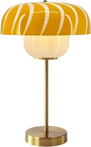 Miniatura 11 de Globe - Lámpara de mesa de noche, moderna lámpara de mesa de noche de cristal de mediados de siglo, lámpara de escritorio dorada para dormitorio, 1
