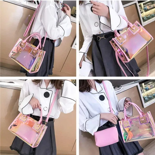 Miniatura 4 de AlwaySky Bolso bandolera transparente para mujer, bolso de mano de moda de diseñador 2 en 1