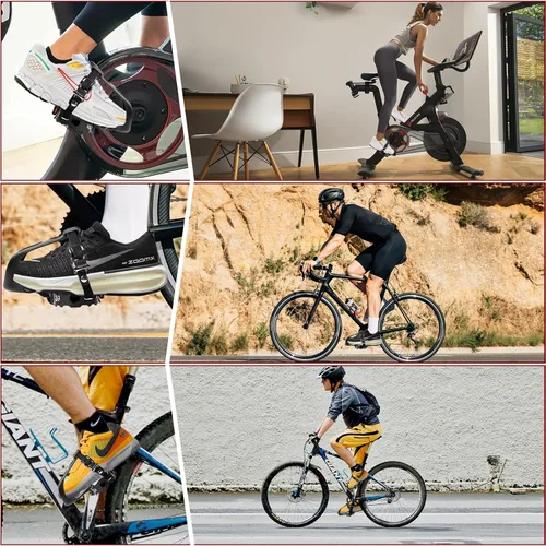 Miniatura 3 de Pedales de Bicicleta Bucklos con Jaulas y Correas para Dedos del Pie - Jaulas de Clips para Dedos de Bicicleta Compatible con Bicicleta de Negro