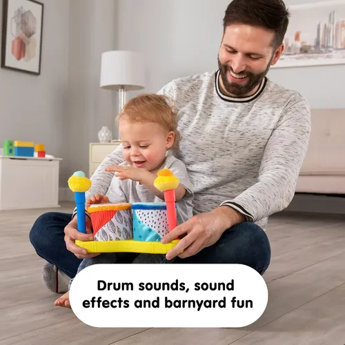 Miniatura 4 de Lamaze Squeeze Beats First Drum Set – Juguete sensorial para bebé incluye divertidos sonidos de animales – Juguetes musicales coloridos