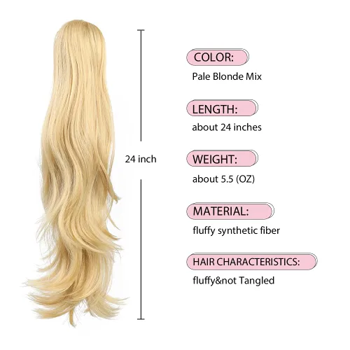 Miniatura 154 de Extensiones de cola de caballo de cabello rubio, extensiones de cola de caballo para mujer, pinza de extensiones de cabello rizado de 12 pulgadas