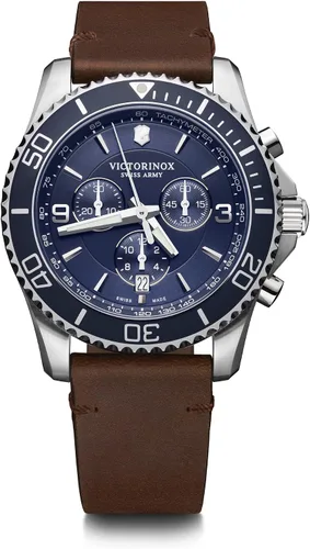 Victorinox 241865 - Reloj deportivo de cuarzo suizo para hombre con correa de piel, color marrón, 22