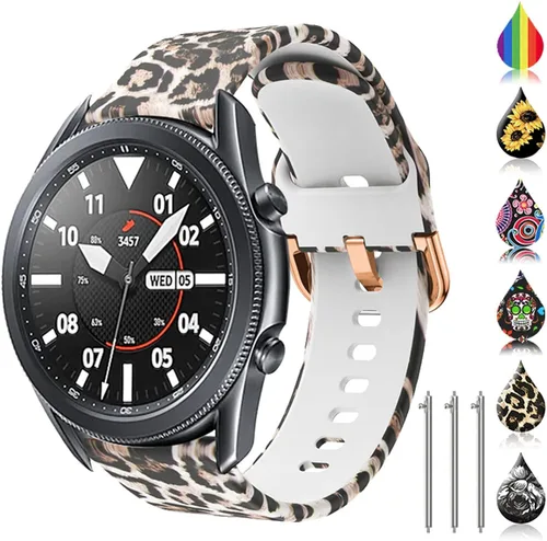 Miniatura 8 de Correa de reloj floral de 0.866 pulgadas compatible con Samsung Galaxy Watch 3 de 1.772 pulgadas/Gear S3 Frontier/Classic, correa de silicona