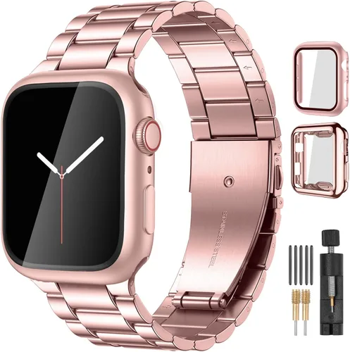 Miniatura 11 de Lerobo Compatible con Apple Watch Band de 1.732 in 1.654 in 1.575 in 1.496 in 1.614 in 1.772 in 150.9 ft 1.929 in, correa de metal de acero