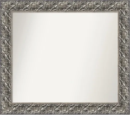Miniatura 30 de Amanti Art Espejo de baño plateado para sobre fregadero, 26 x 26 pulgadas, espejo cuadrado de níquel pulido, marco de madera tradicional mediano, se
