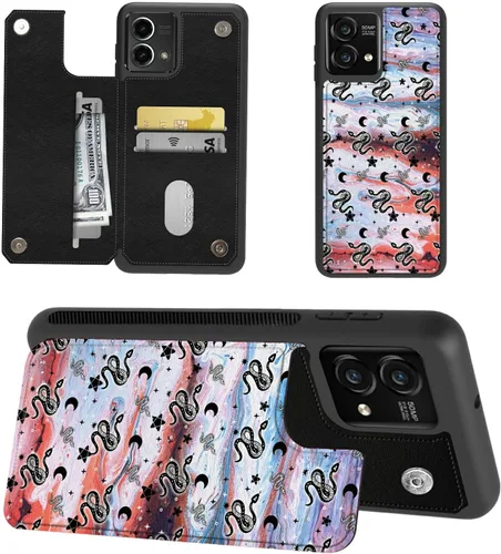 Miniatura 9 de Funda tipo cartera para Moto G Stylus 5G 2023 con soporte para tarjetas, bloqueo RFID, piel sintética, función atril, cierre magnético, funda