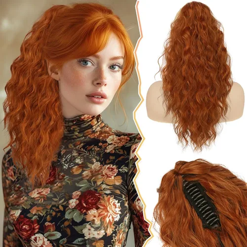Miniatura 18 de BARSDAR Extensión de cola de caballo negra, extensiones de cabello de cola de caballo con clip de garra de 18 pulgadas para mujer, extensiones